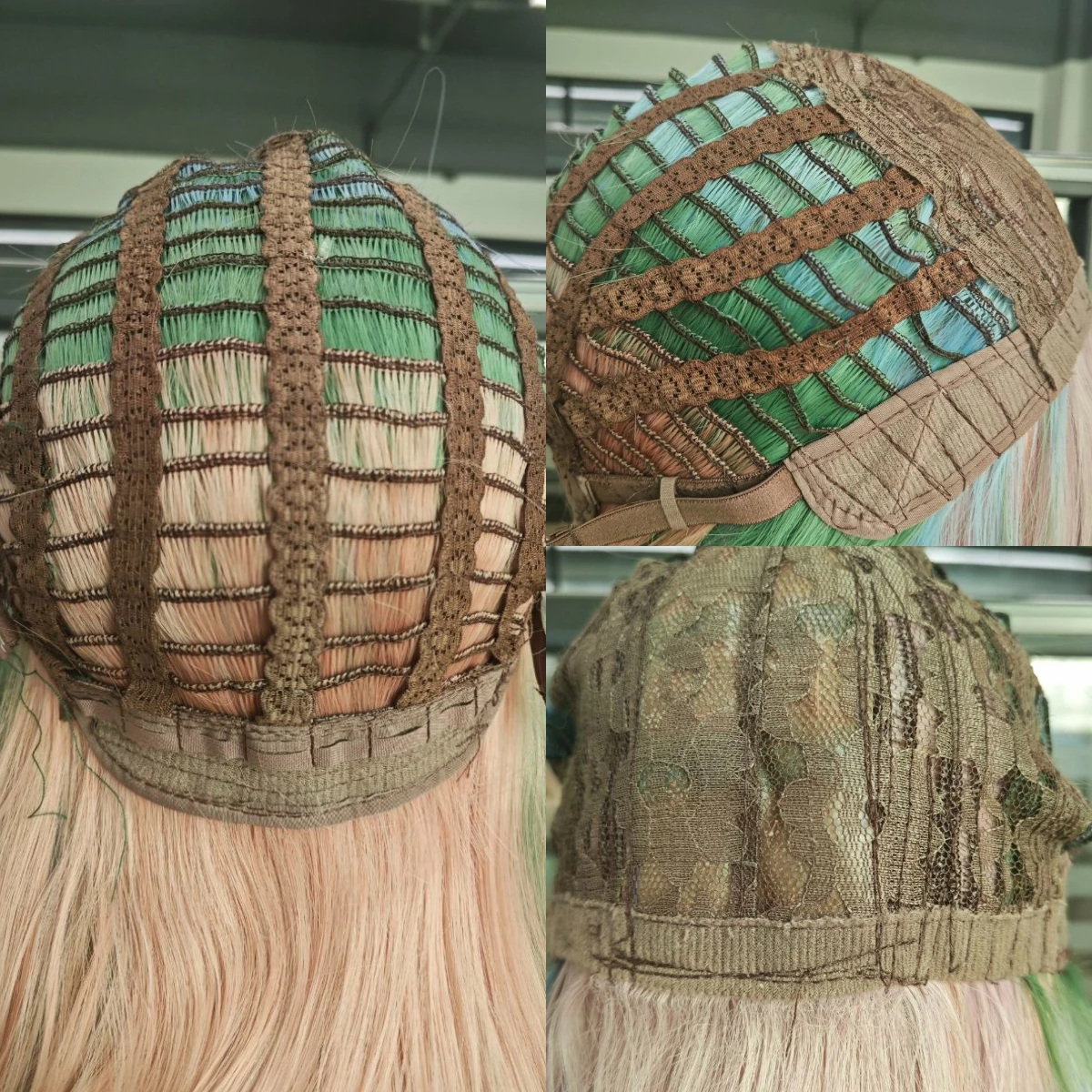 Rainbow Ombre Pink Blue Green Mixed Long Wavy Women Wigs With Bangs Synthetic Lolita Cosplay Wig For Party Heat Resistant - view 6