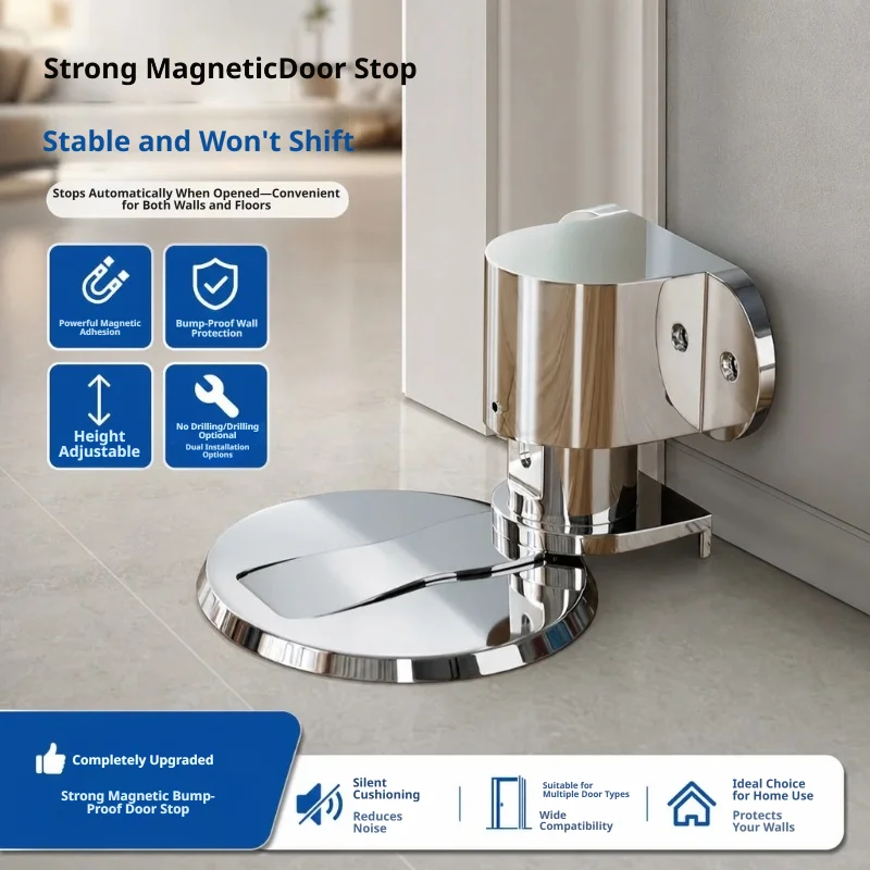 Heavy Duty Punch Free Magnetic Door Stop Wind Resistant Hidden Floor Door Bumper for Home