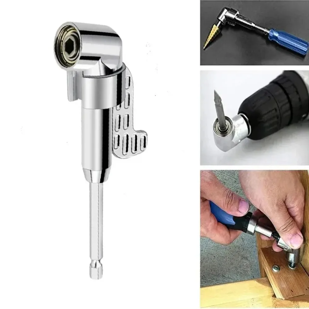Right Angle Drill Attachment,105 Degree Right Angle Drill Bit Adapter,Angled Screwdriver for Tight Space (LONG&SHORT)-Silver