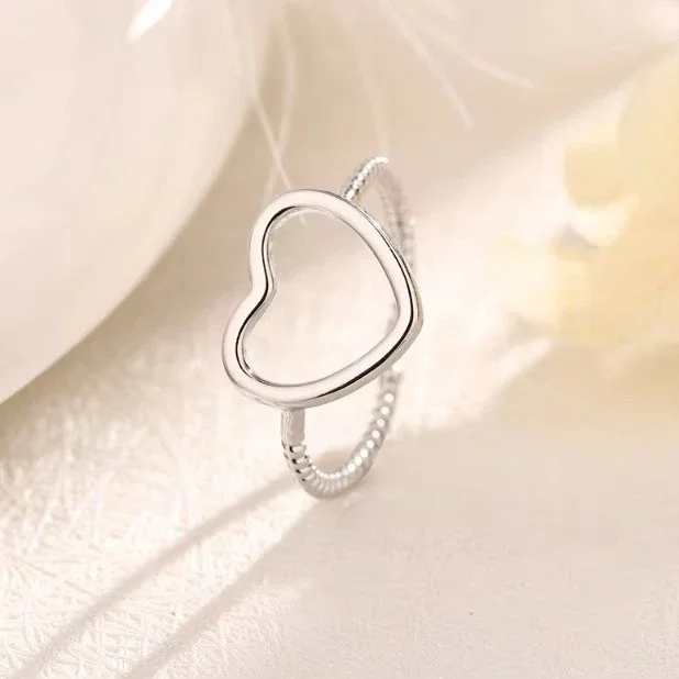 

Настоящее серебро 925 пробы, полые сердечки, витые бусины, открывающиеся кольца для женщин, милые ювелирные изделия, минималистичные аксессуары