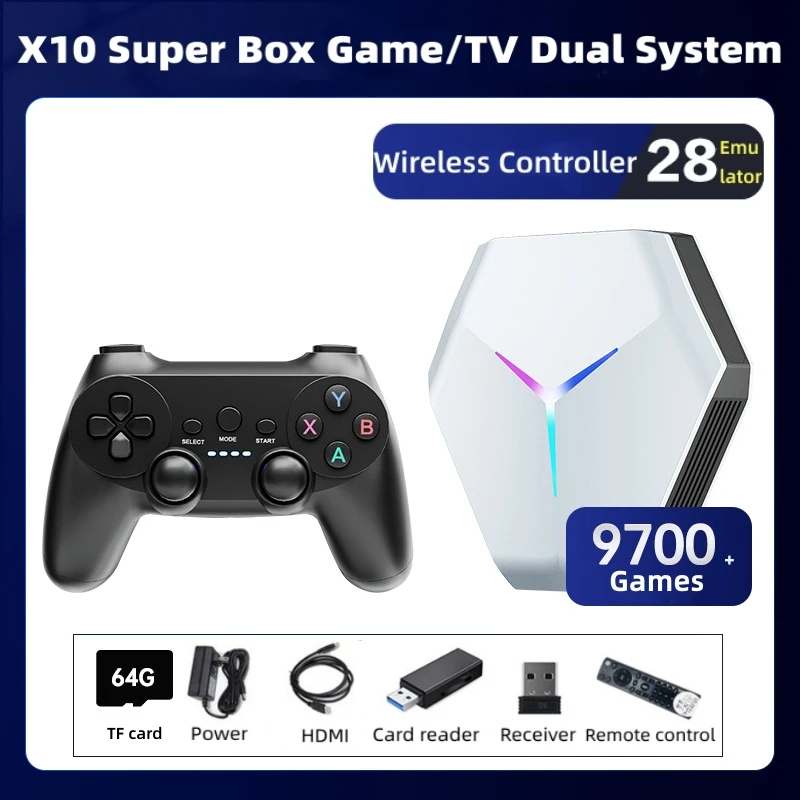 X10 Super Box Game/TV Dual System Android TV Box Amlogic S905X4 5G WIFI Support 4K 8K Ultra Large Games and 60 Emulator Gamebox