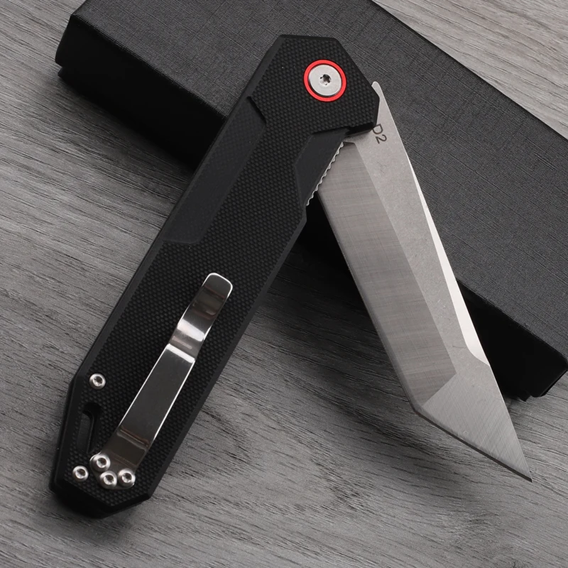 D2 Steel G10 Handle Folding Knife Outdoor Camping High Hardness Sharp Portable Survival Tool