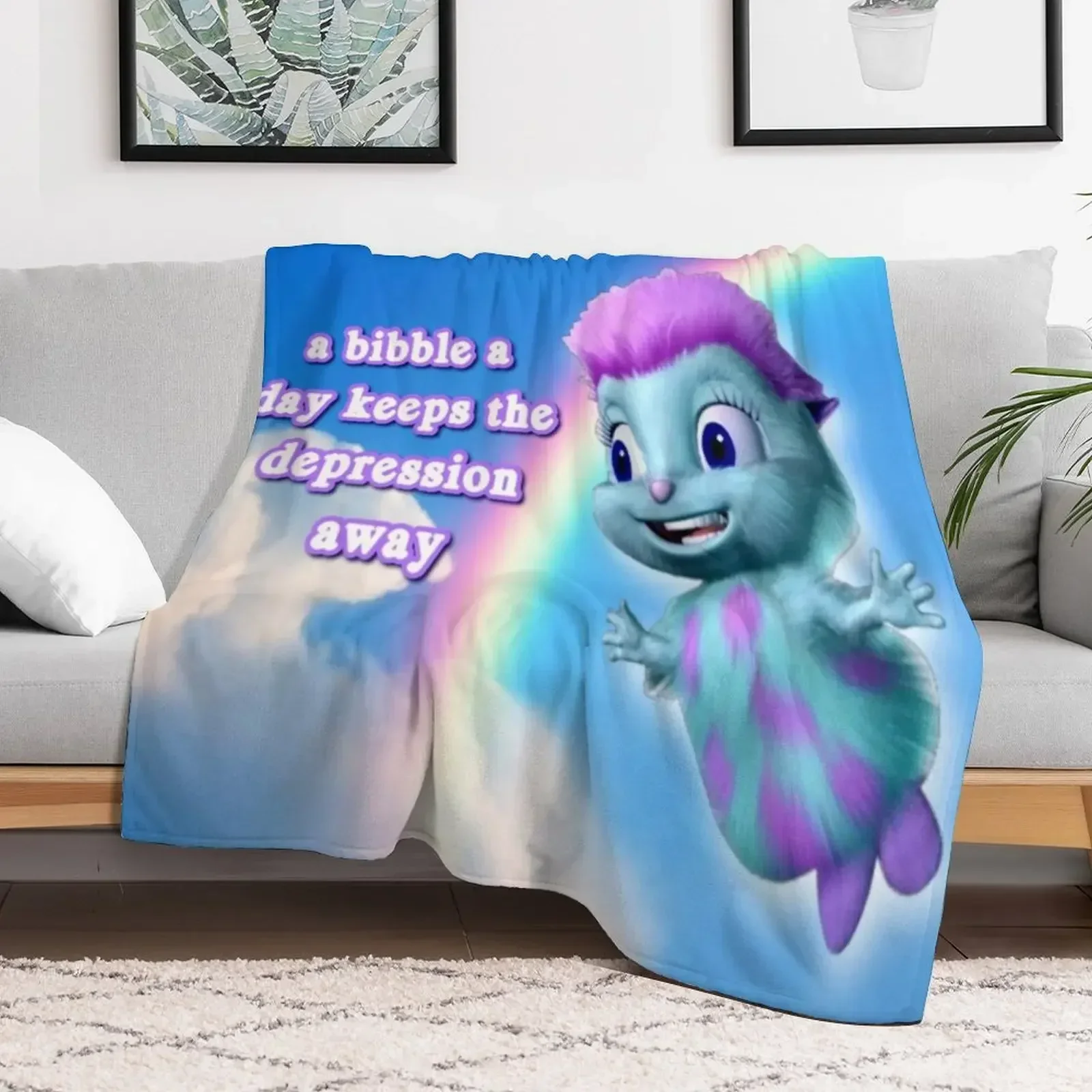 a bibble a days keeps the depression away Throw Blanket Furry Blankets Sofas Of Decoration cosplay anime Blankets