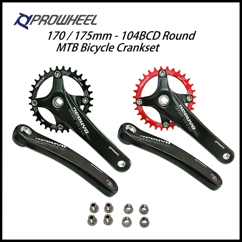 Prowheel Mountain Bike crank Sprockets 170/175mm Square Hole Crank 30/32/34/36/38/40/42/44/46/48/50/52T Sprocket 104BCD MTB Part