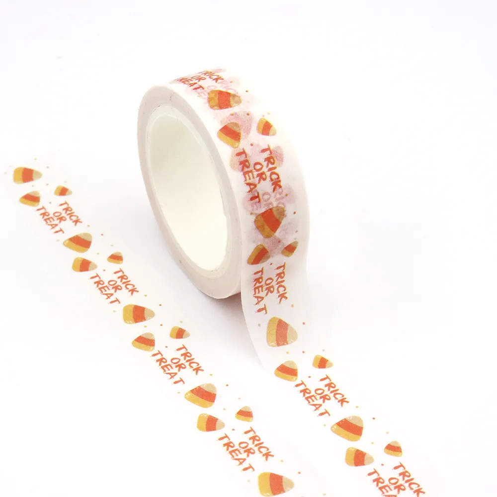 10pcs/lot 15mm x 10m Halloween Candy Trick or Treat Masking Adhesive Washi Tape organizer supplies masking tape sticker