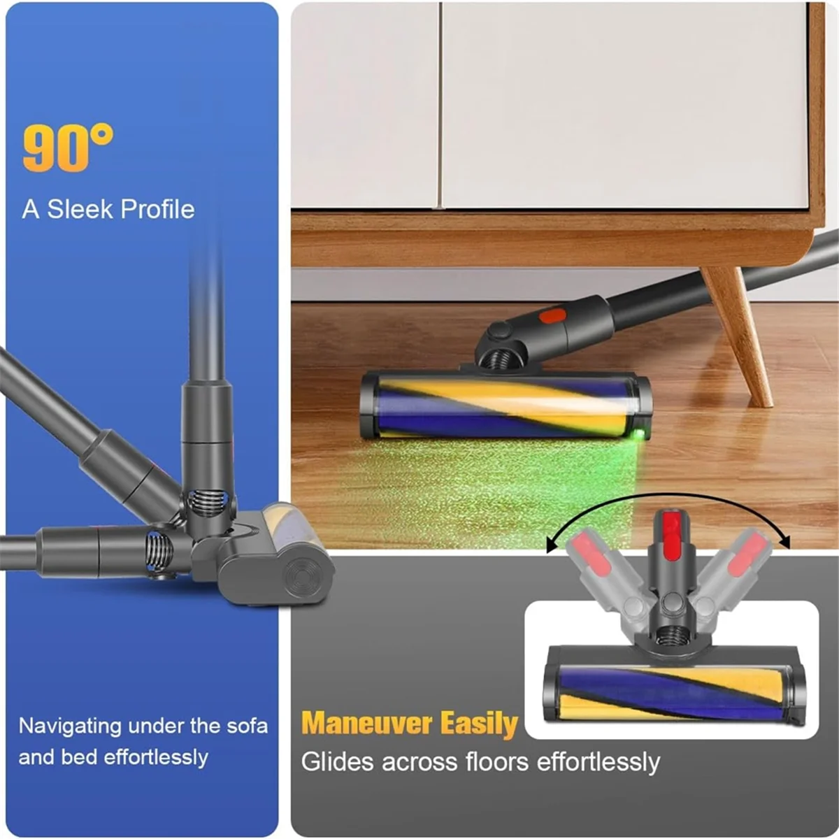 다이슨 진공 부착물용 LED 소프트 롤러 클린 헤드, 단단한 바닥용 먼지 및 이물질 조명, V7 V8 V10 V11