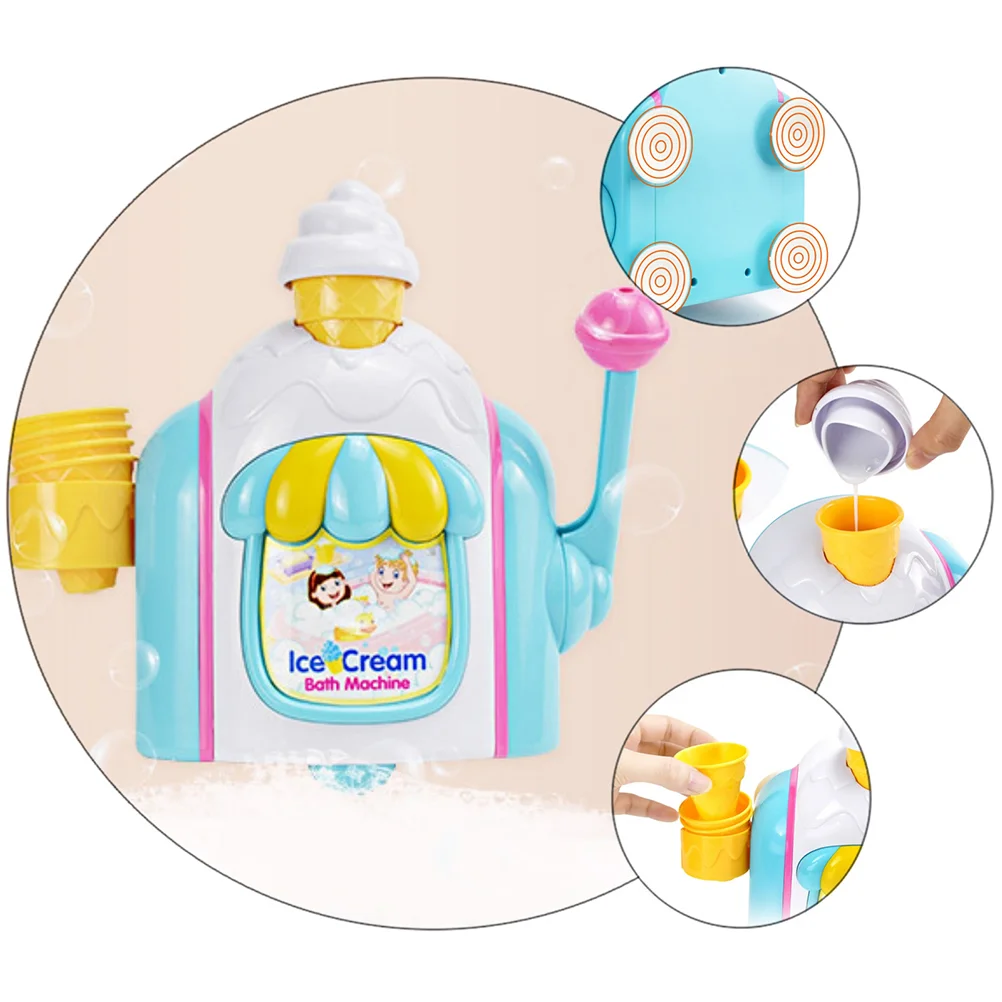 Ice Cream Shape Bubble Machine Toy, Baby Bathing Toy, acessório do banho, 1 conjunto