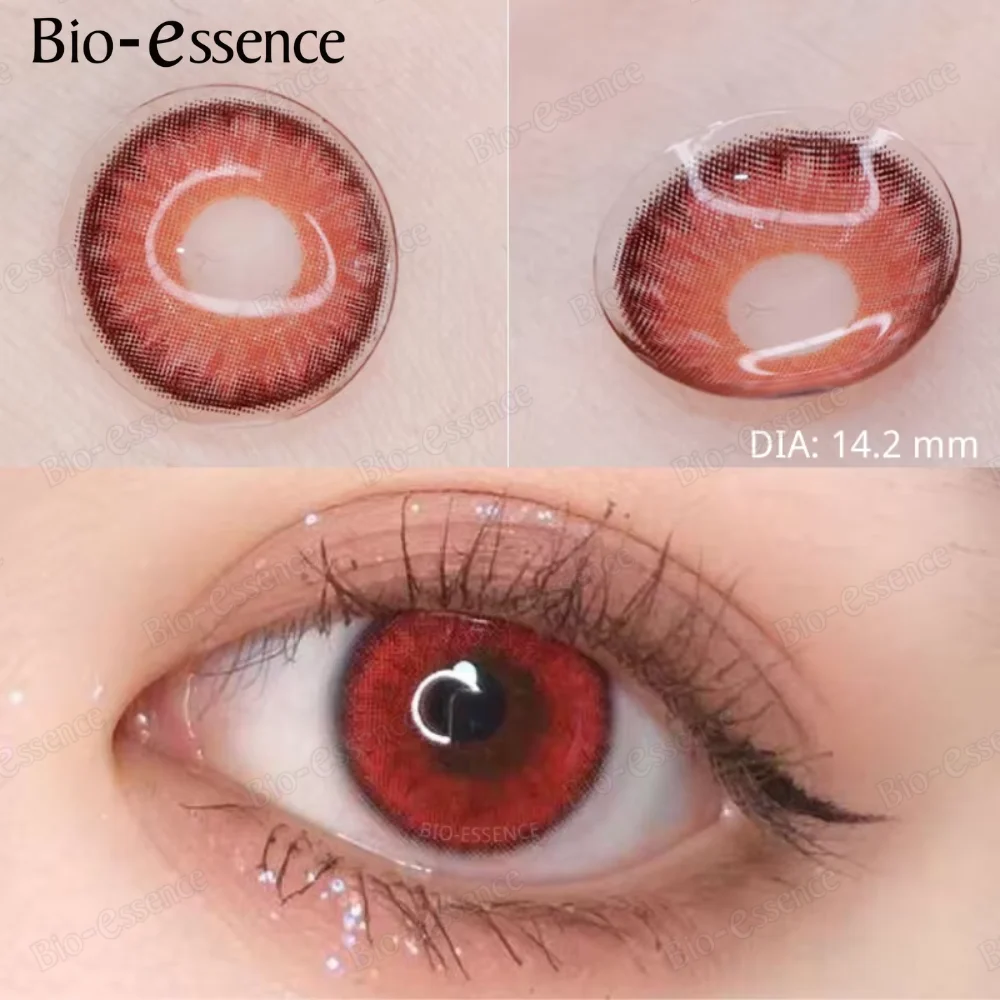 Bio-essence 1-parowe kolorowe soczewki kontaktowe do oczu Naturalne brązowe soczewki Piękna moda Czerwona soczewka Niebieskie soczewki Zielony kontakt oczu