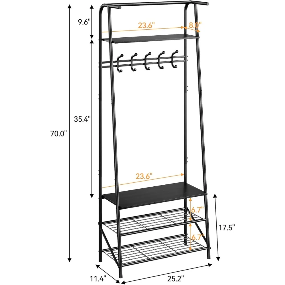 مقعد مدخل ذو مظهر خشبي متعدد الوظائف مع مساحة تخزين وإطار معدني، أثاث منظم للمدخل