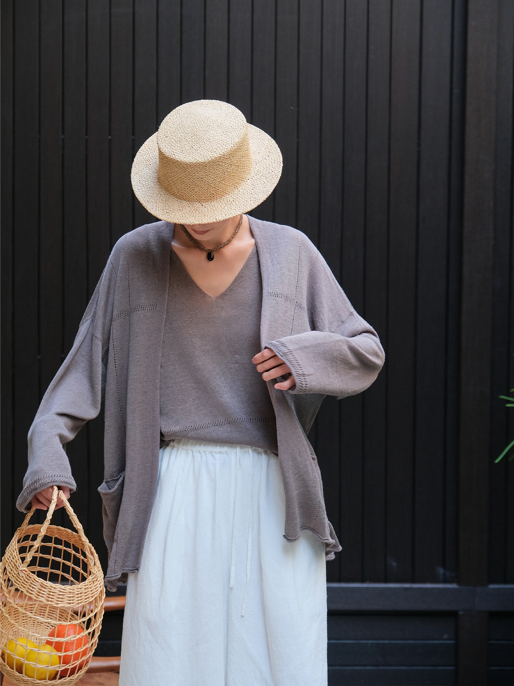 

Новая женская вязаная кофта Mallin Spring из смесового льна и ацетата, с драпировкой, вырезами и длинными рукавами, элегантный повседневный стиль, свободный крой