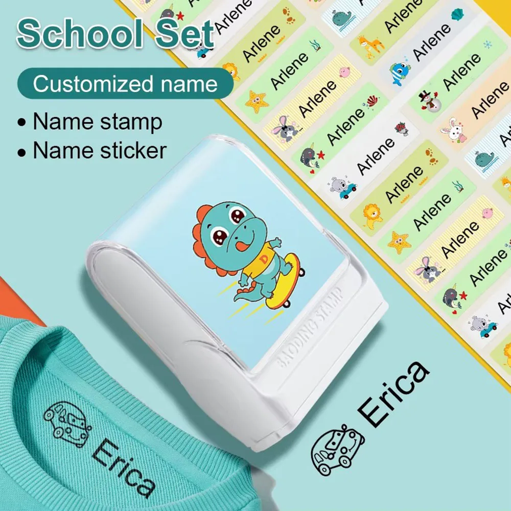 

Customized name stamp for kids personalized waterproof stamp for clothing back to school ink pad name seal for Student&Child