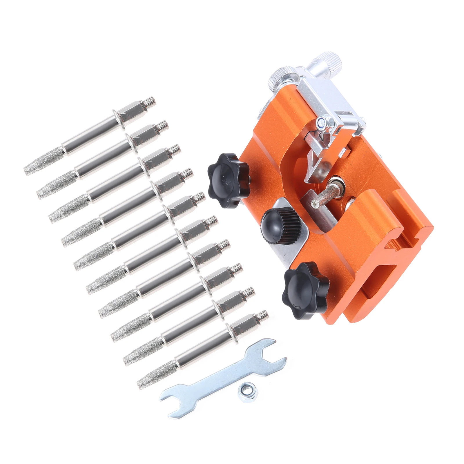 1Set Saw Sharpener Chainsaw Sharpening Jig Kit Hand-Cranked Chain Saw Sharpener Tool Portable Blade with 3 Sharpening Heads