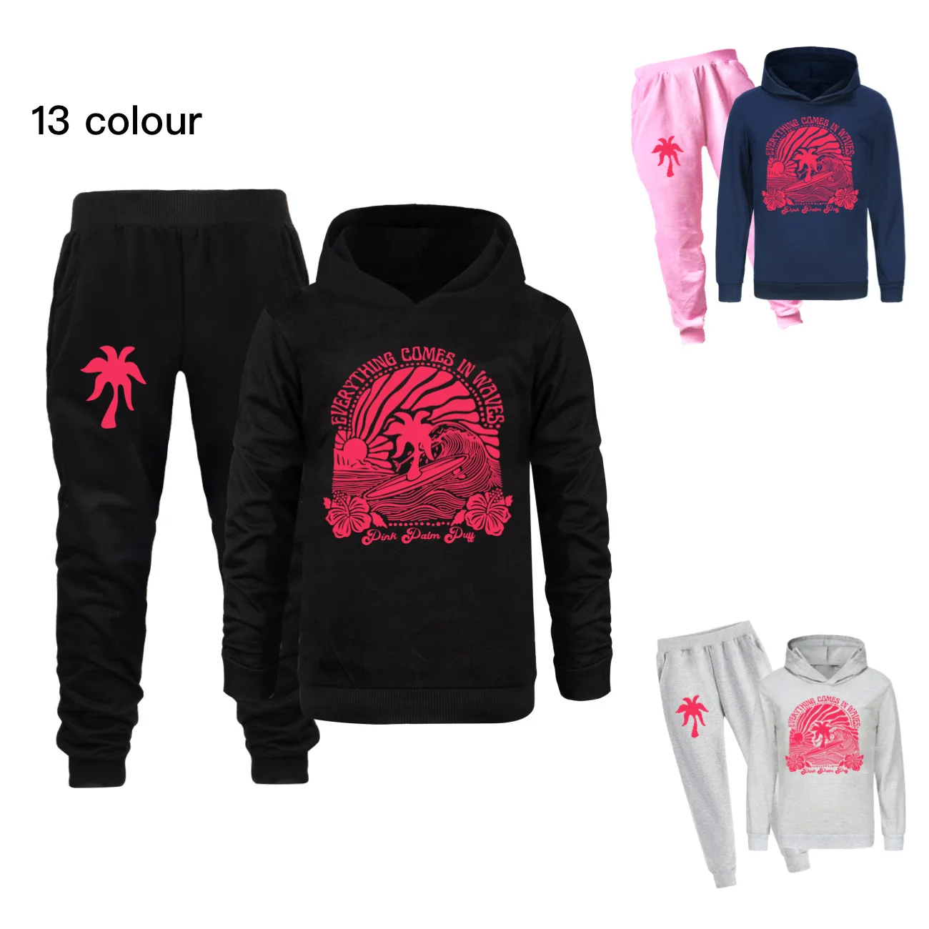 

Kids Sweatshirt Pink Palm Puff Clothing Cotton Teen Hoodies Boys Hooded T Shirt Pants Sets for Kids Girl Fall Tops Clothes3768