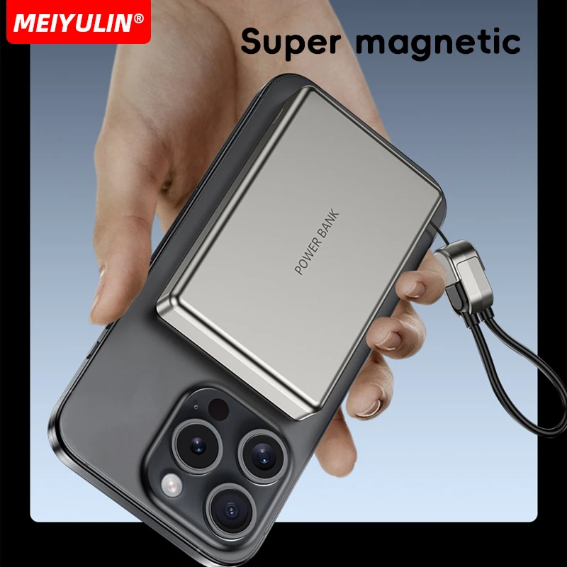 10000mAh portatile senza fili Power Bank magnetico 5000mAh con cavo USB C batteria esterna a ricarica rapida per iPhone Samsung Xiaomi