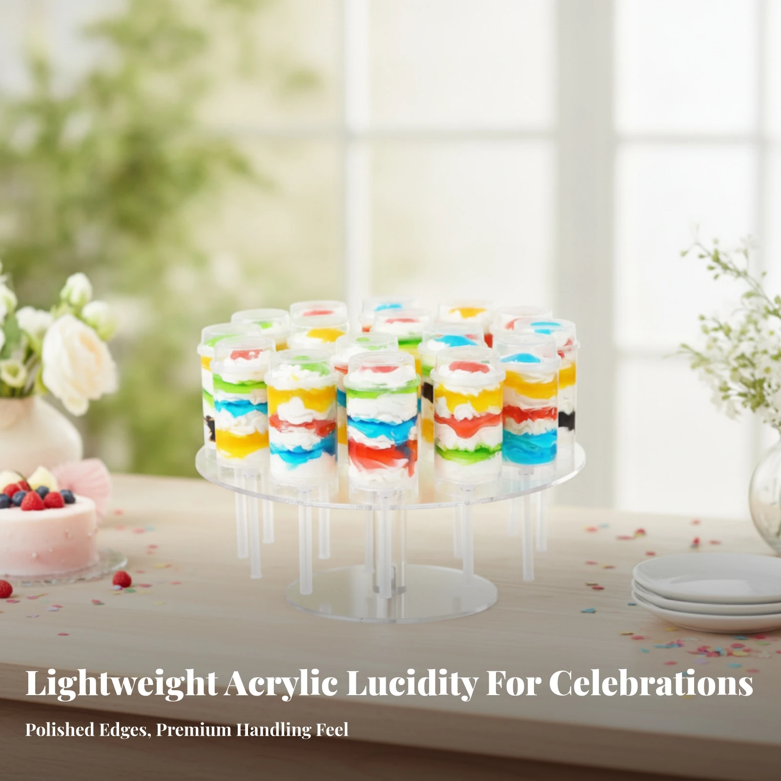 Clear Acrylic Cake Pop Stand Round Shaped Push Pop Holder Display Stand for Party and Bakery view 3