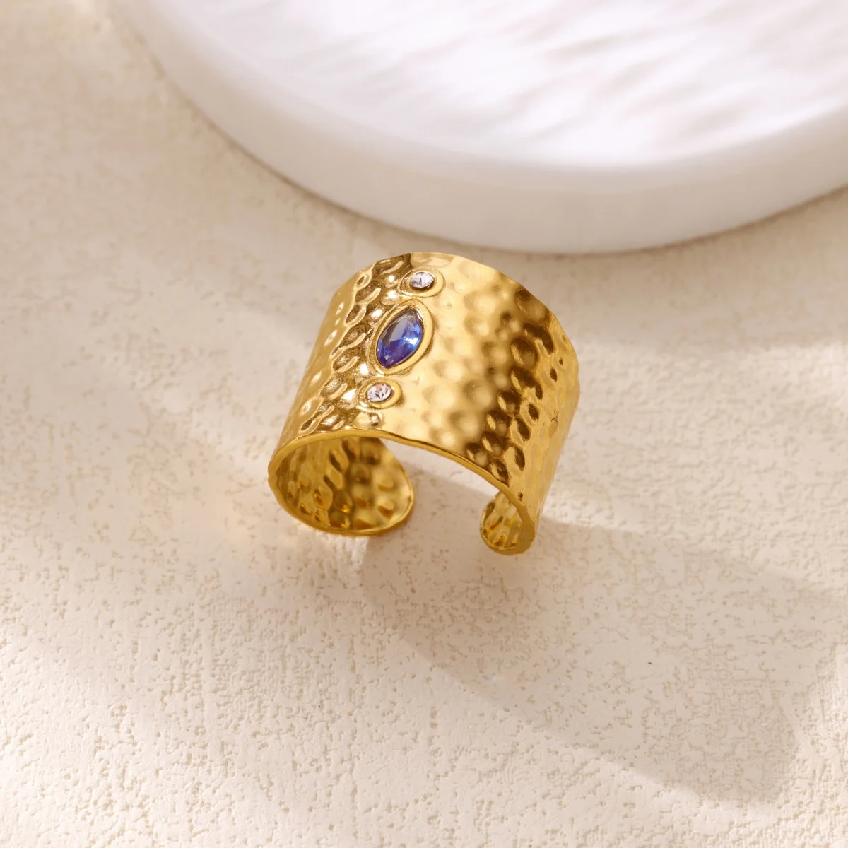 

Minimalist Cubic Zirconia Ring Gold Color Stainless Steel Adjustable Opening Rings For Women Aesthetic Wedding Jewelry Gift