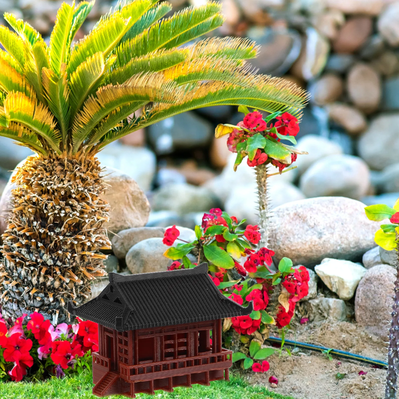 

Miniature Pavilion Ornament Ancient Style Garden Decor For Desktop Micro Landscape Fish Tank Bonsai Decoration Home Decor
