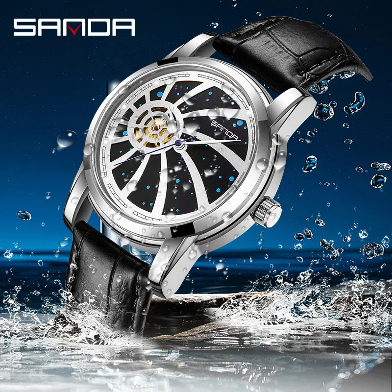 Free Shipping OUTLETSSanda Hot Sale Automatic Mechanical Starry Dial Business Movement Waterproof Watch Men's Creative Hollow Wa