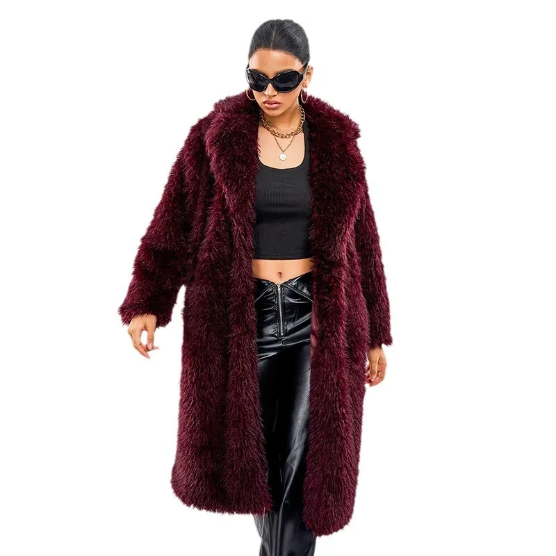 Trendy Women's Fashion Fur Coat Snow Fox Extra Long Fur Jacket Winter