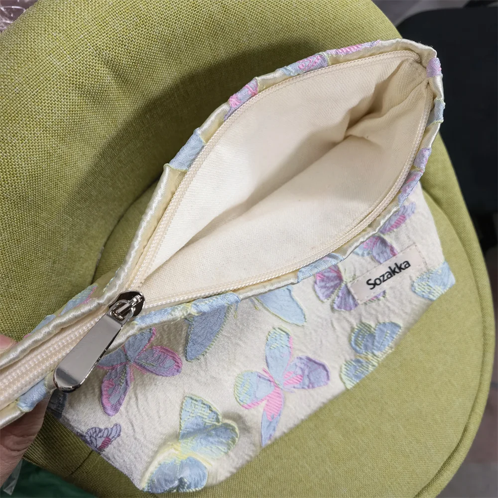 Bolsa de viaje de lona con flores Kawaii para mujer, bolsa de almacenamiento de pinceles, cosméticos, pintalabios, Kit de aseo, bolsos de