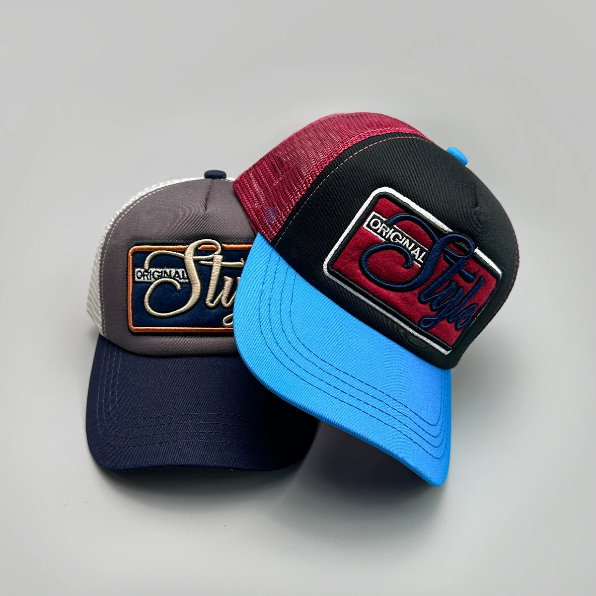Personal Embroidered Letters Baseball Hats New Unisex Sunshade American Vintage Versatile Fashion Color Block Trucker Caps ins