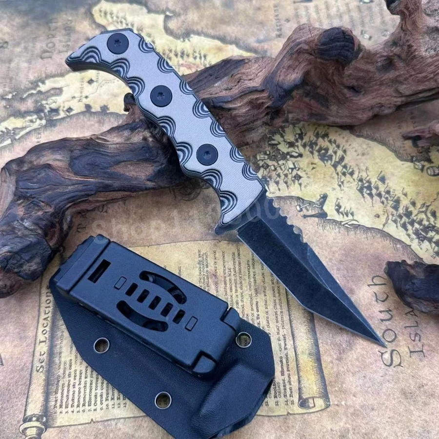 tkell-タクティカルストレートナイフ-耐久性のある7cr13mov鋼-g10ハンドル-ハイキング、アウトドアキャンプ、釣り、サバイバルツールに最適