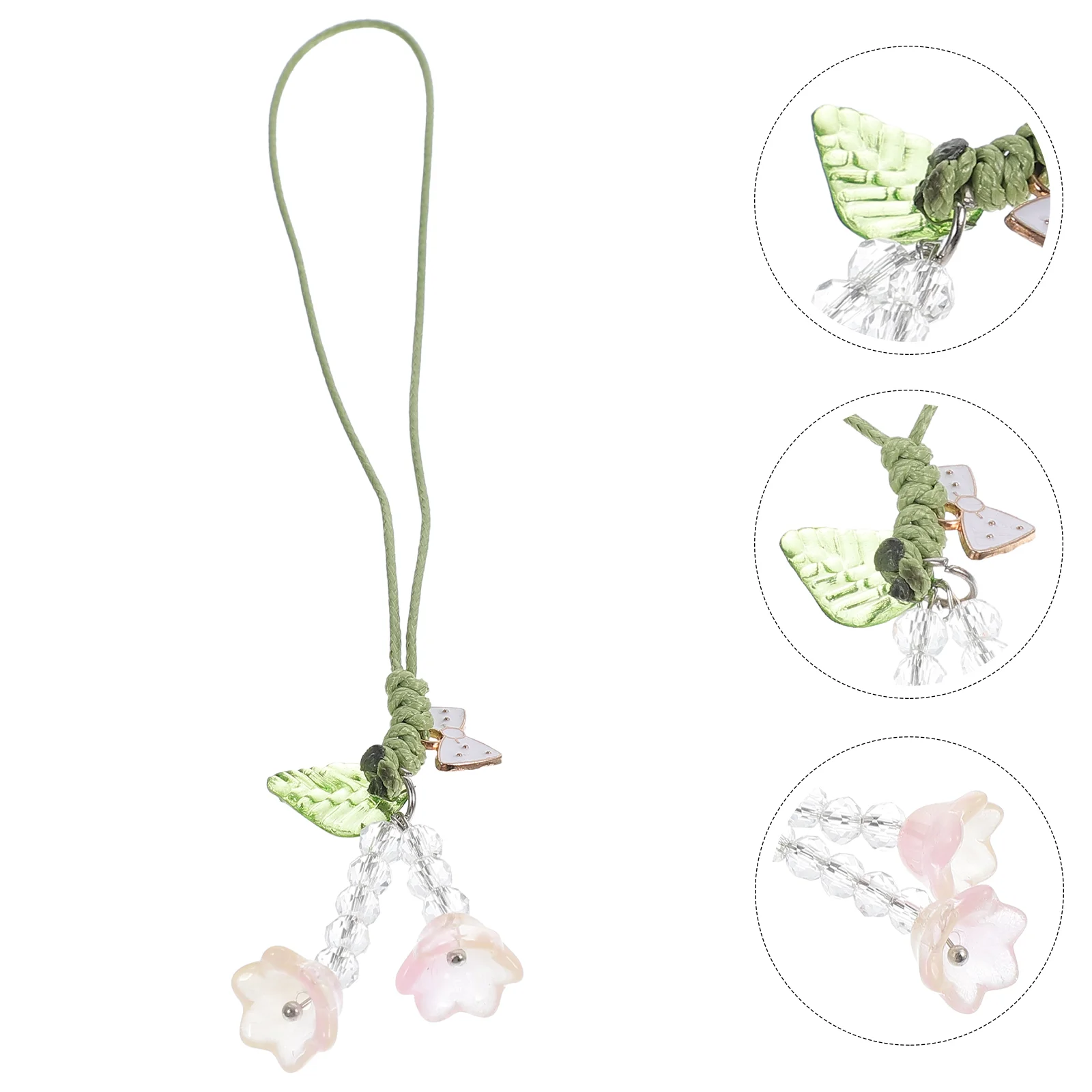 2 Pcs USB Lanyard Flower Tulip Bow Mobile Phone Car Decoration Hanging Chain 2pcs (155a Orange Flower) Key