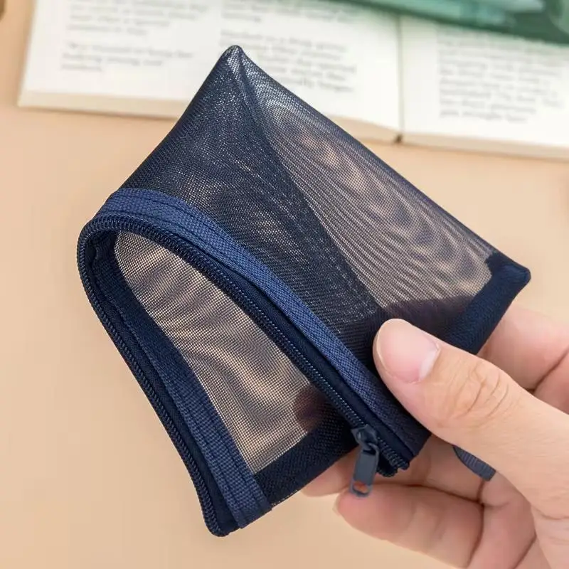 1or3 Random pcs Nylon Mesh Makeup Brush Bags, Transparent, Multi-Color, Large Capacity, Portable for School, Office, Travel