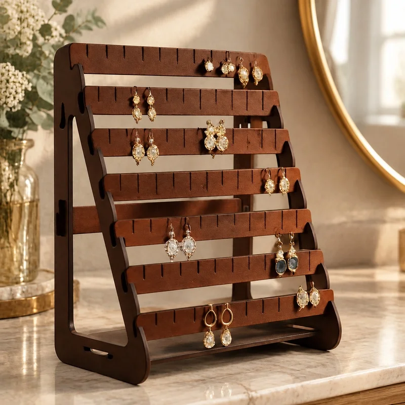 Spacious Jewelry Organizer Stand Designed for Earrings Display on Vanity or Dressing Table