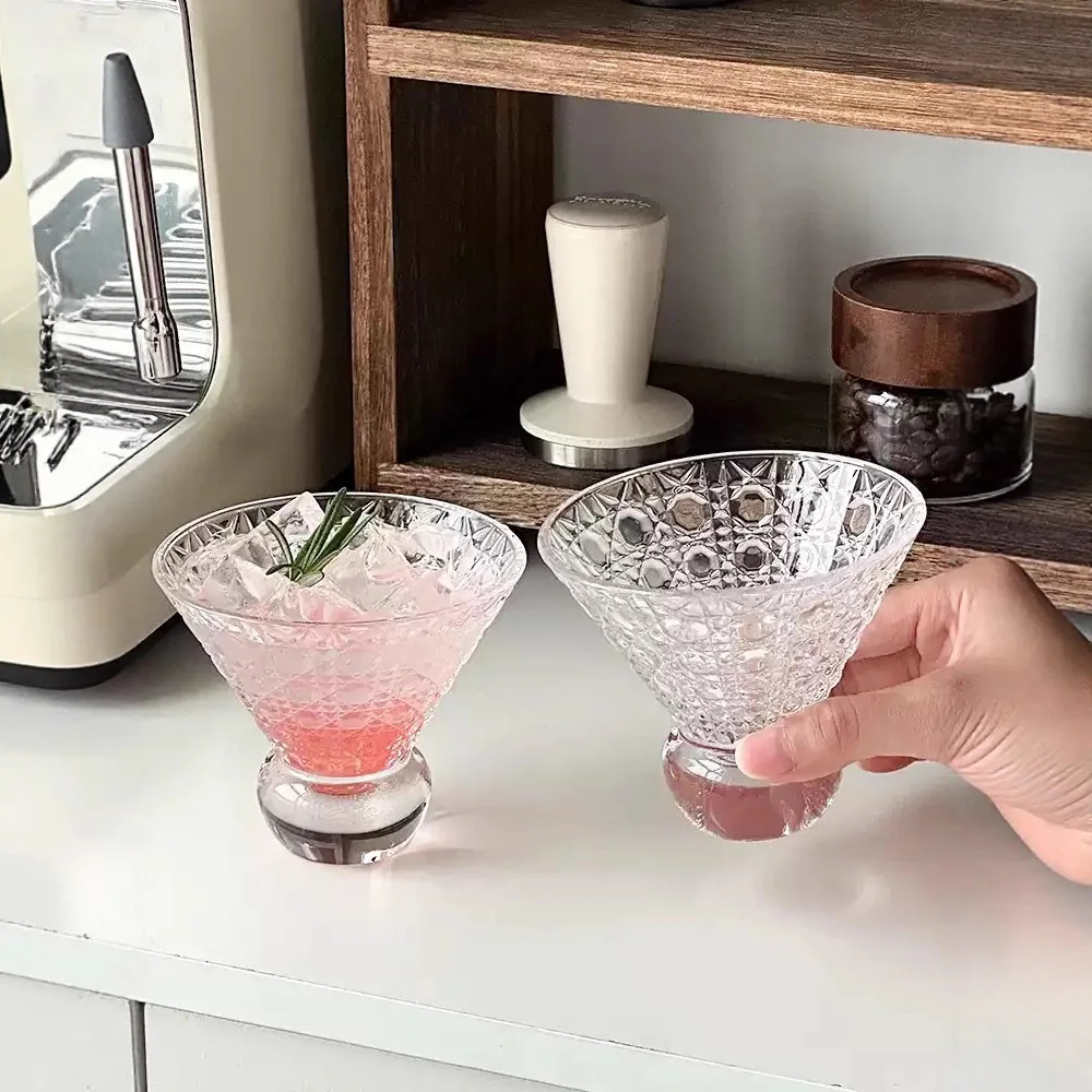 

Thin Rim Vintage Glass Cocktail Cup for Martini Whiskey Gin & Tonic Home Barware Set Ins Style Party Gift