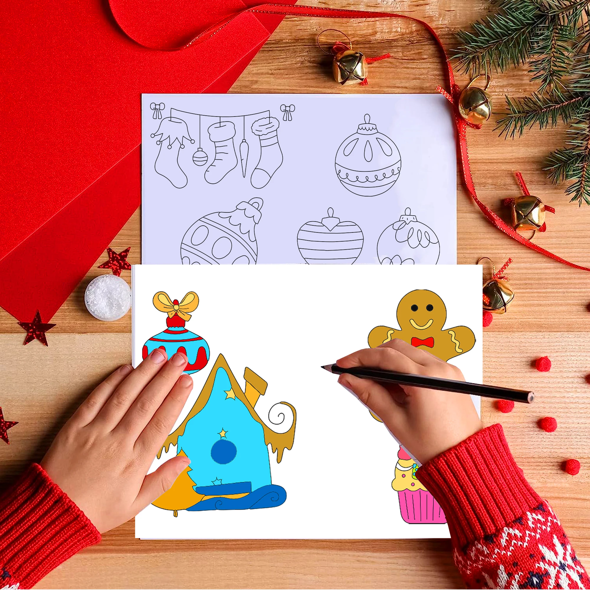 6/12/24Pcs Christmas Mini Coloring Books Santa Snowman Gingerbread Man Graffiti Drawing Book Activity Painting Book