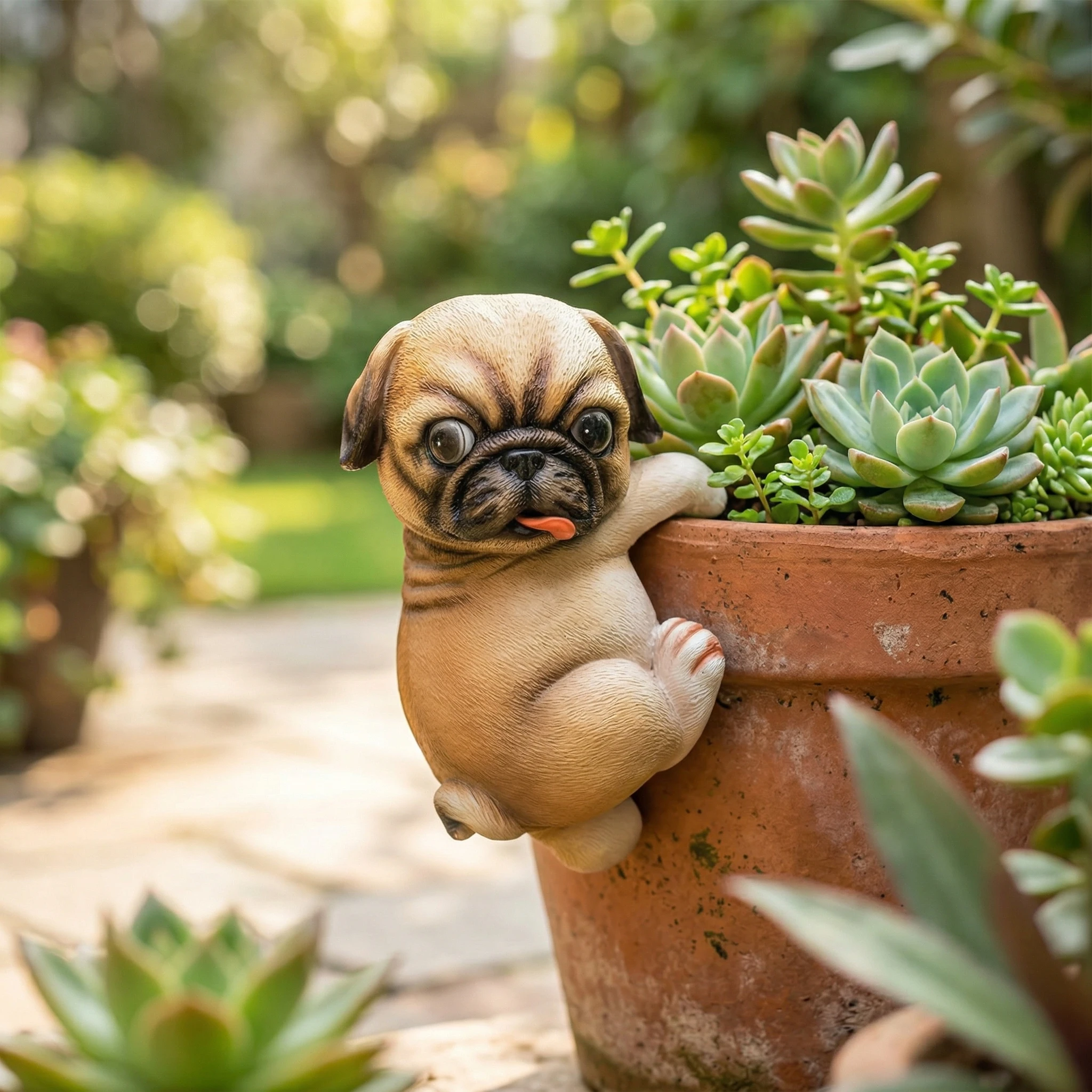 2 Pcs Funny Hanging Resin Dog Flower Pot Hugger Planter Edge Decor Flower Pot Figurine Planter Pot Hanger Decoration for Garden