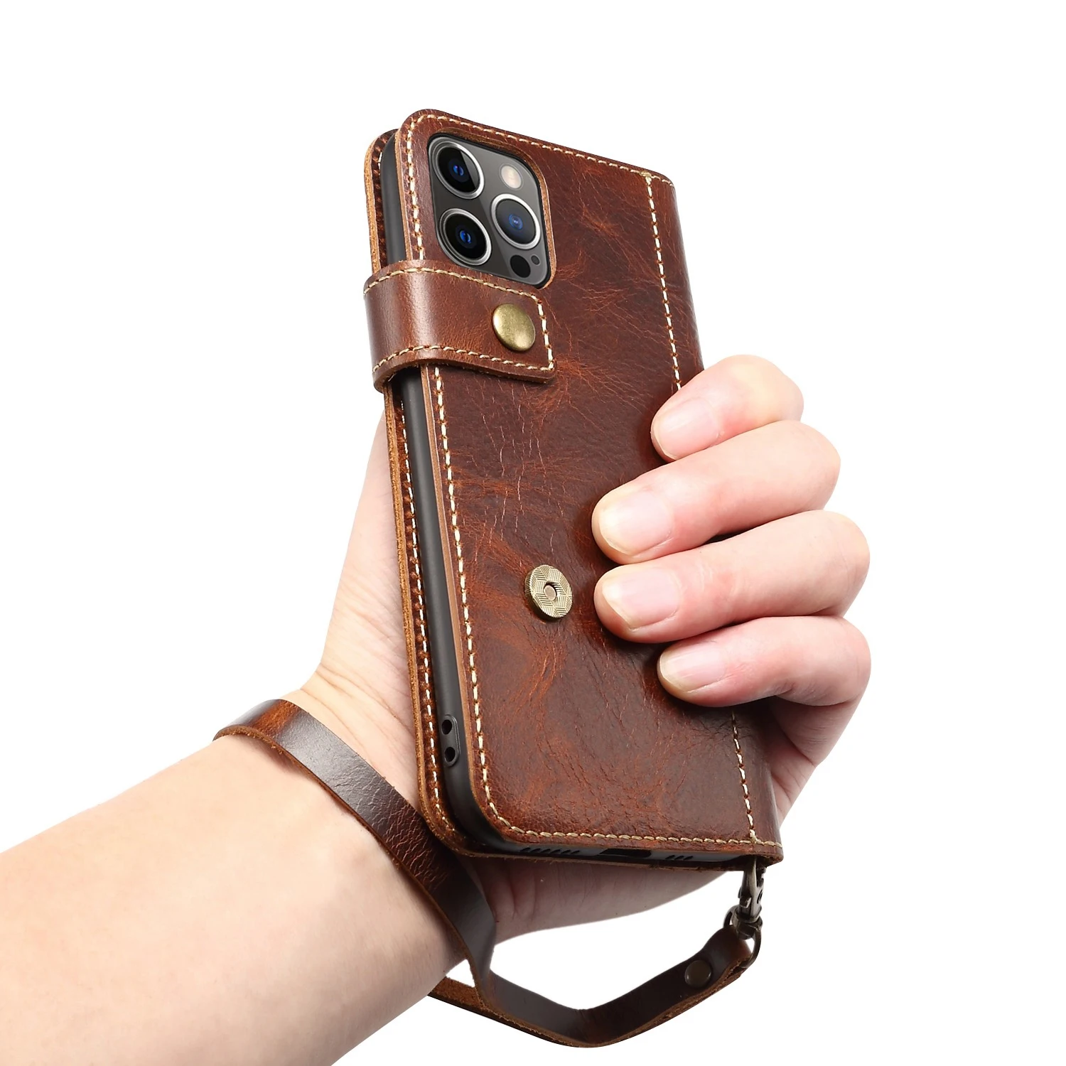 

New Original Retro Luxury Genuine Leather Magnet Flip Case For Iphone 14 13 12 11 Pro Max Wallet Style Cover For Iphone14 Plus