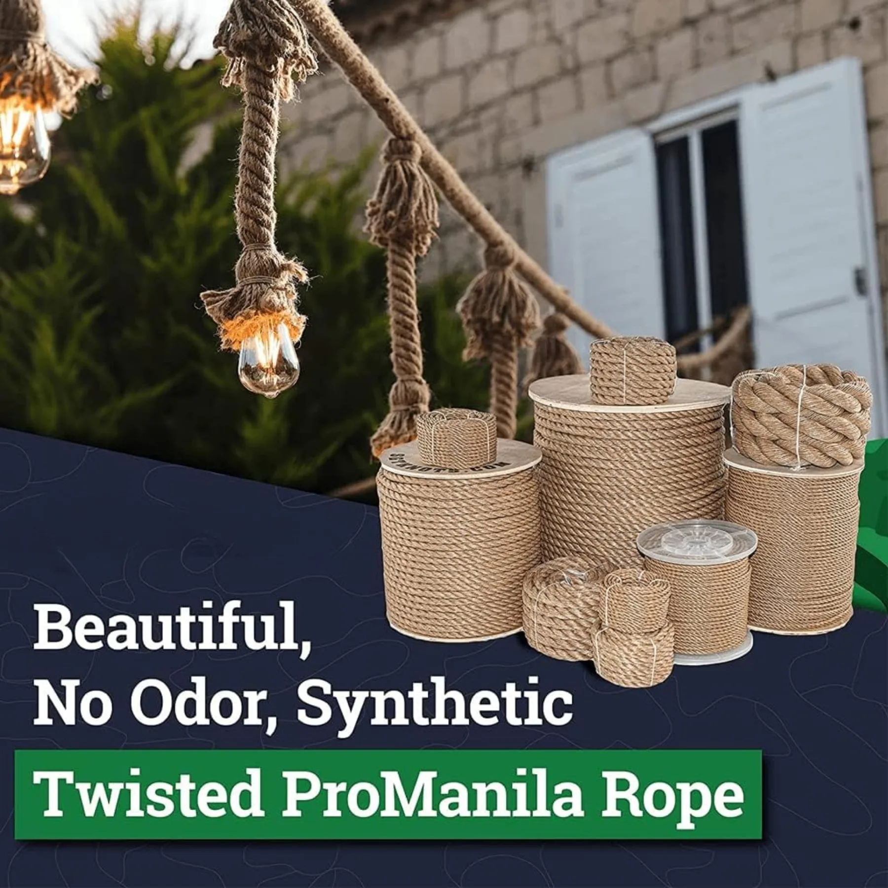 Витая веревка ProManila — UnManila, витая 3-прядная уличная веревка, легкая синтетическая веревка для проектов DIY, морской пехоты