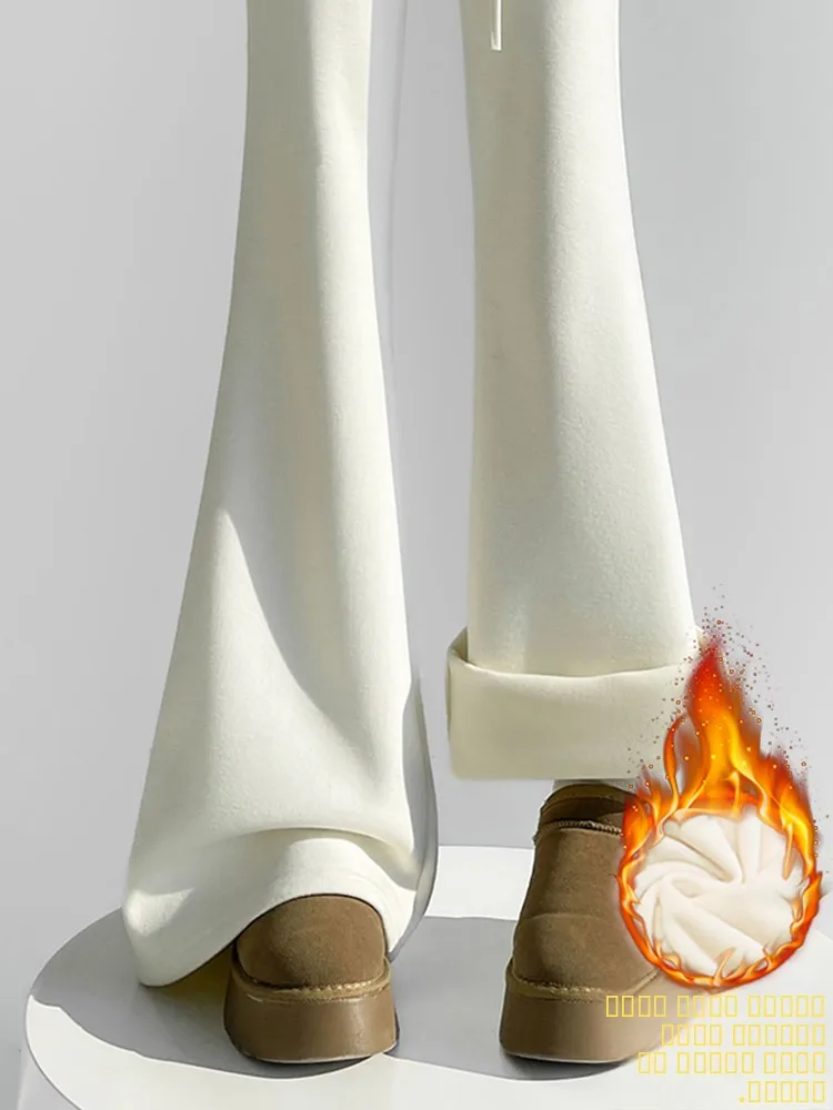 

Faionable High-Waisted Fce-Lined Wide-Leg Casual Pants Women's Spring 2026 Straight Cut Floor-Length Pants Casual Sle