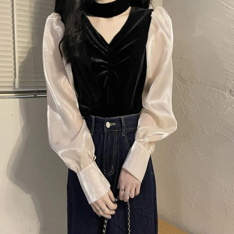 

With Puffy Sleeves Shirts & Blouses for Women Clothing Trend 2025 Casual Youth Tall Cute and Elegant Luxury New V Neck Woman Top