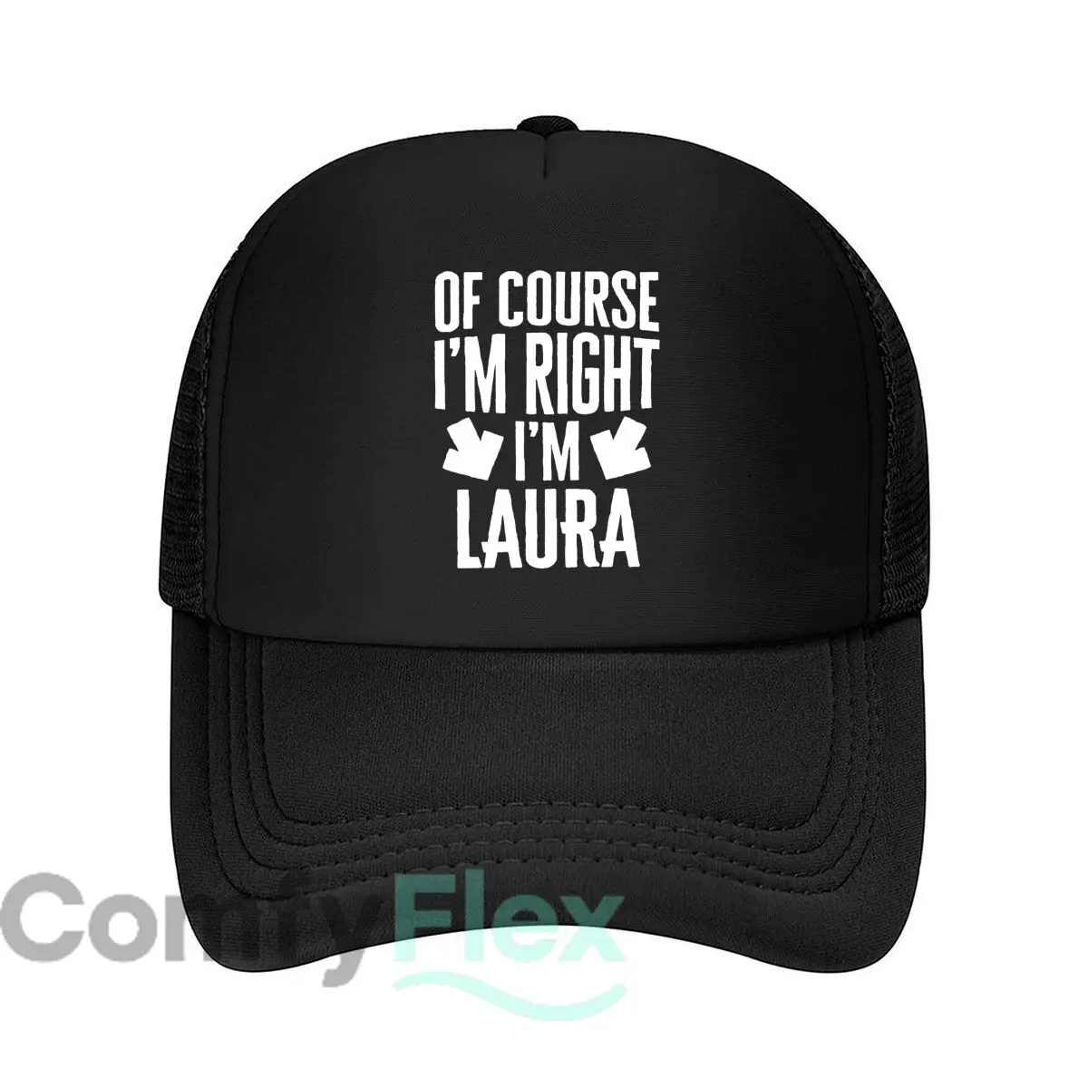 Of Course I'm Right I'm Laura Text Mesh Baseball Cap Casual Hat Outdoor  For Womens Unisex Female