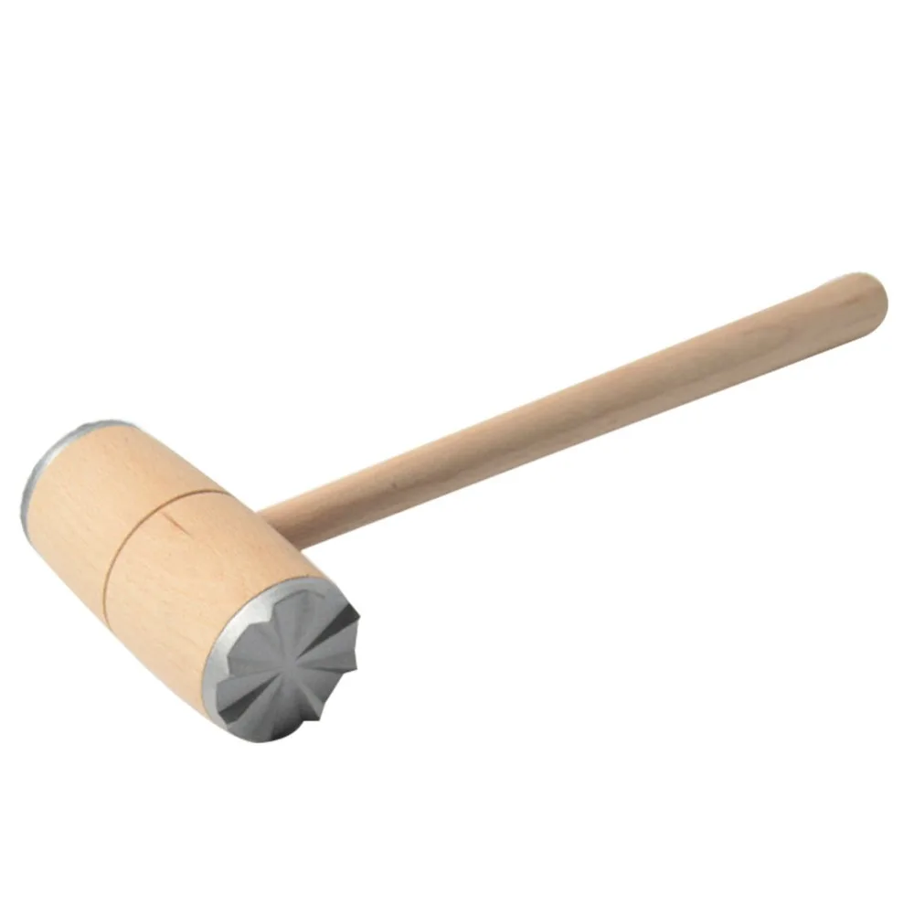Kitchen Tool Wooden Meat Hammer Two Sides Aluminium Meat Mallet Heavy Duty Durable Steak Hammer Restaurant