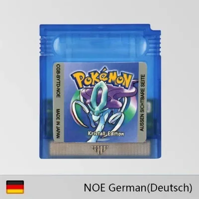 GBC Game Cartridge 16 Bit Video Game Console Card Pokemon Red Yellow Blue Crystal Gold Silver NOE Version German Language