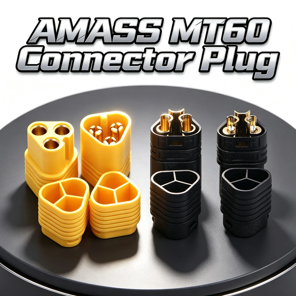 5Pairs AMASS MT60 3.5mm 3-Pole Bullet Connectors with Sheath for RC Multicopter Quadcopter Airplane Electronic Speed Controller