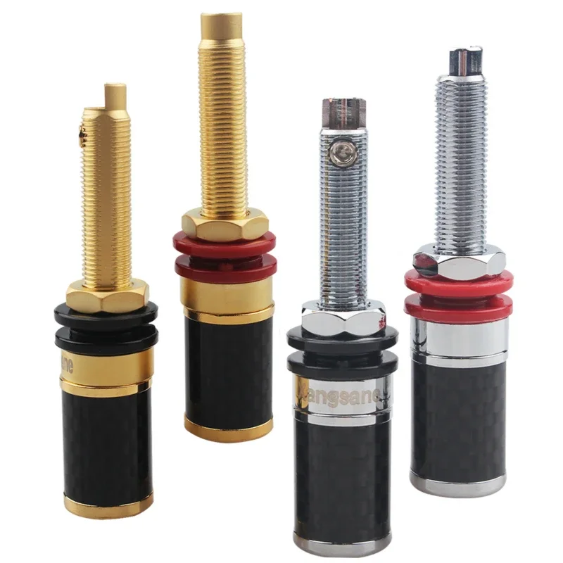 

Red Copper Carbon Fiber Binding Post Gold / Rhodium-plated Terminal Banana Plug Jack Internal Line Interface