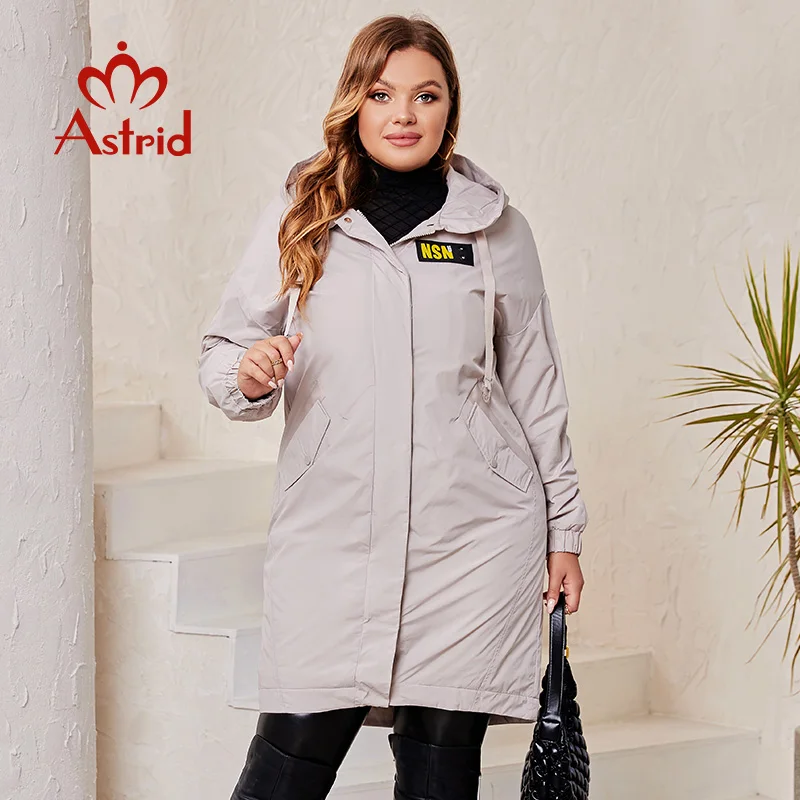 Aster D-gabardina de talla grande para mujer, chaqueta con cremallera, prendas de vestir exteriores, rompevientos largo, informal, sólido, a la moda, primavera y otoño