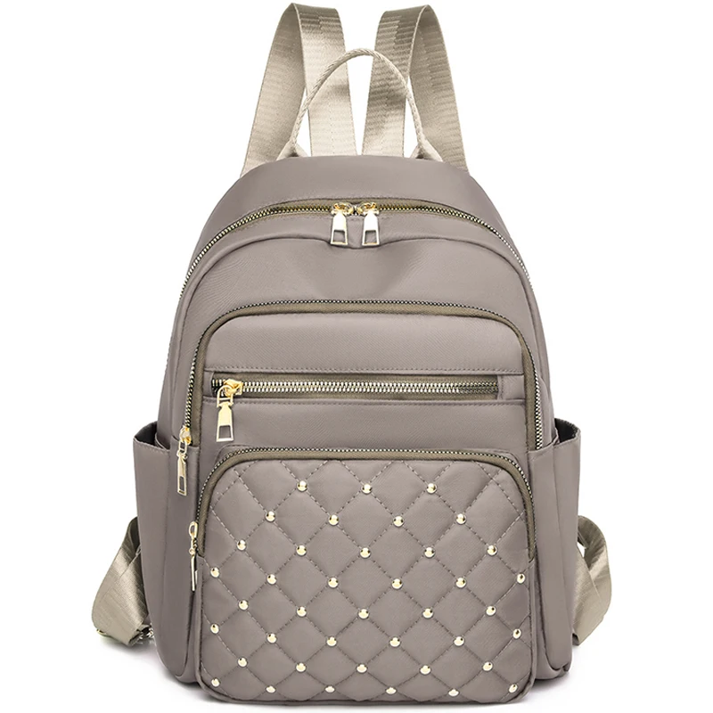 

Fashionable Diamond Grid Rivet Decoration Backpack For Women's Designer Brand Backpacks Lightweight And Splashproof Schoolbag