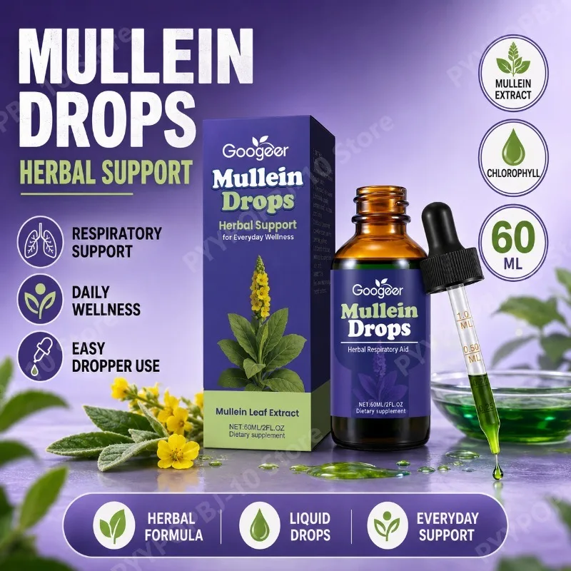

Googeer Mullein Drops Clear Transparent Mild Non-Irritating Liquid with Chlorophyll Health Support NET 60ml 1-2 Times Daily
