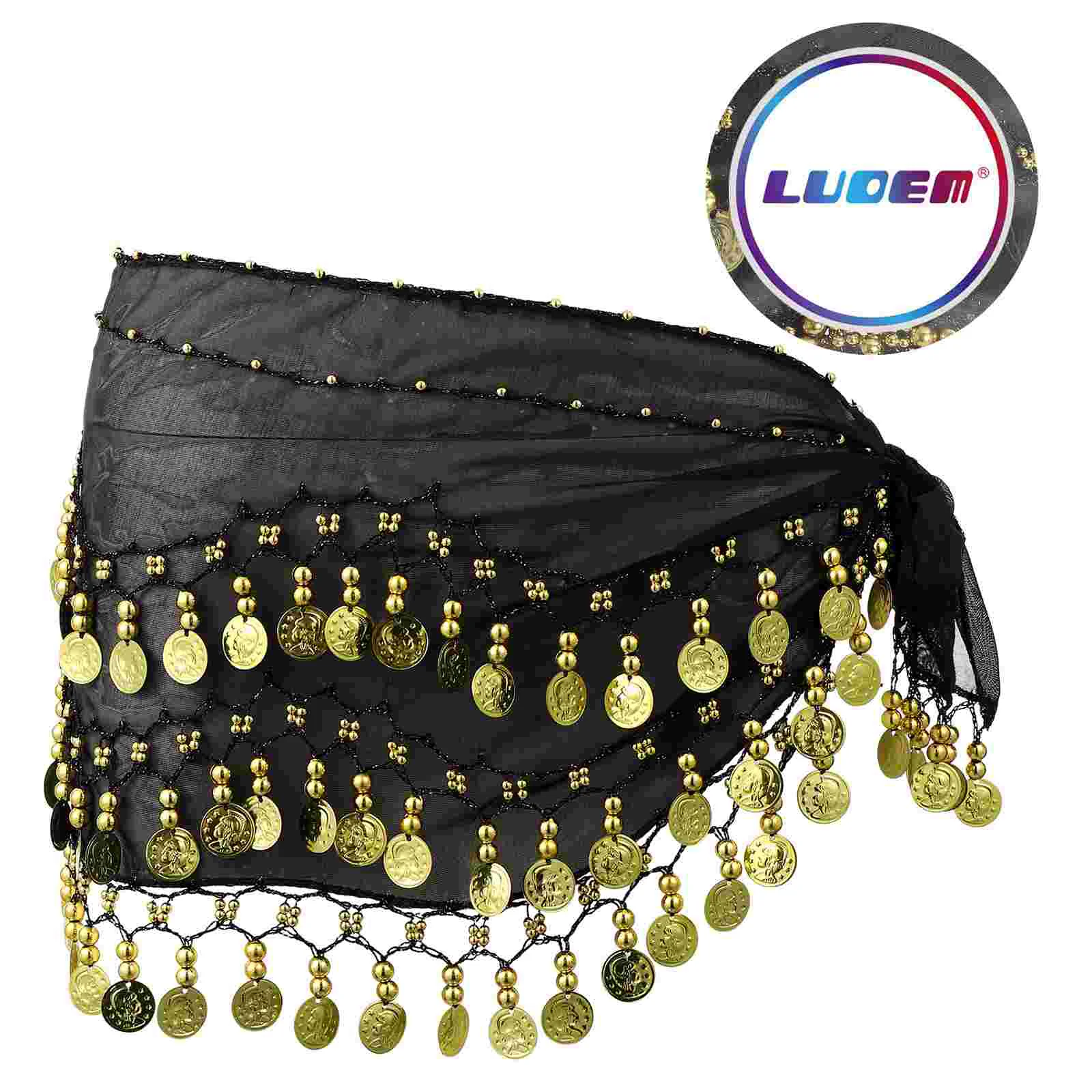 Women's Belts Belly Scarf Hip Scarfs for Dancing Waist Chain Dancer Outfit Skirt Black