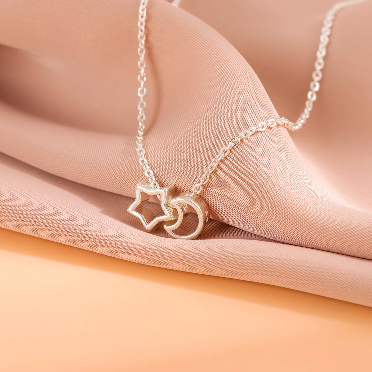 New Fashion Jewelry 925 Sterling Silver Hollow Star And Moon Temperament Simple Clavicle Chain Pendant Women Necklaces  XL080 - view 3
