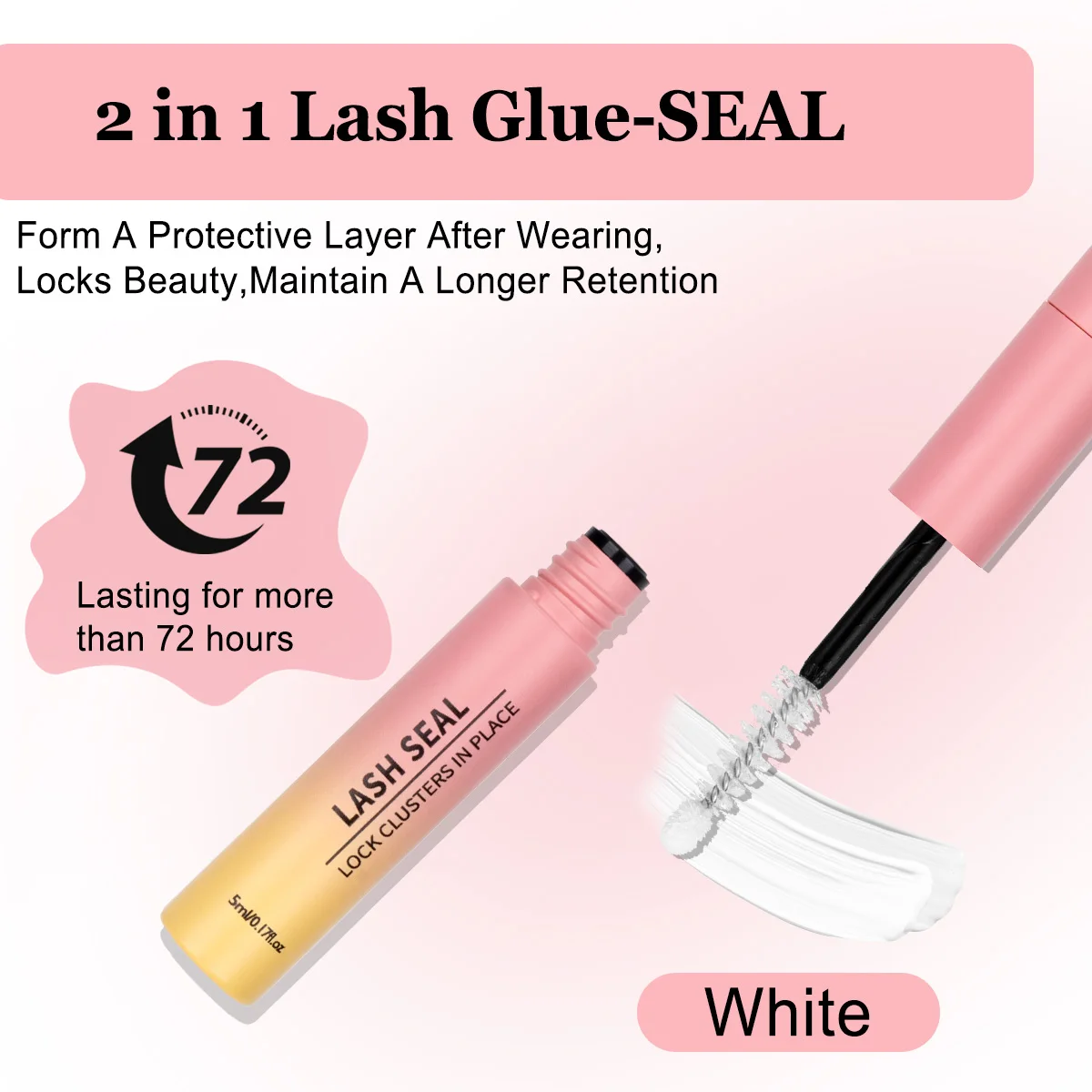Wimpernkleber und -versiegelung 2 in 1, wasserfest, für Wimpernbündel, superstarker, langanhaltender Wimpernkleber für DIY zu Hause, Wimpern-Make-up-Tools – Detail 3