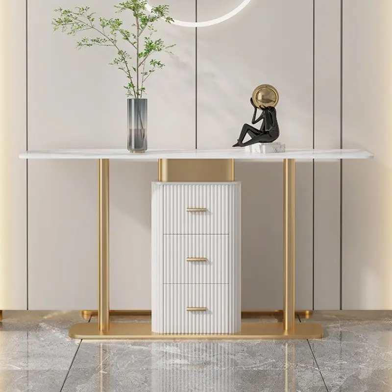 

Light luxury console tables hallway lounge simple modern entryway table white rock slab консоль мебель living room furniture
