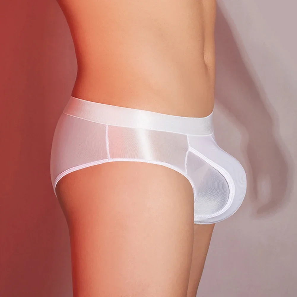 Men Oil Shiny Glossy Underpants  Sexy Big Scrotum Pouch Panties Skinny Stretchy Underwear Low Rise Briefs Shorts Erotic Panties