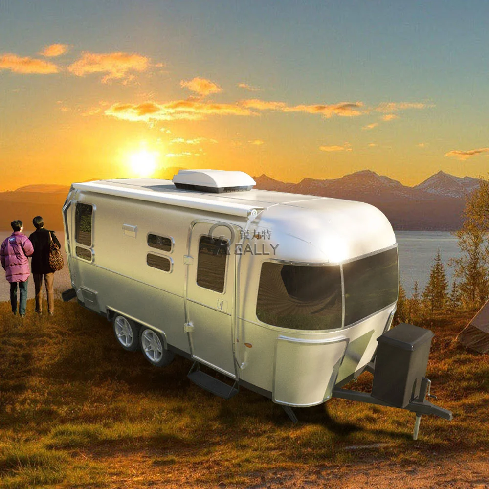 Camión de Catering de acero inoxidable CE, remolque móvil personalizado de comida Airstream para Pizza, barbacoa, hamburguesa